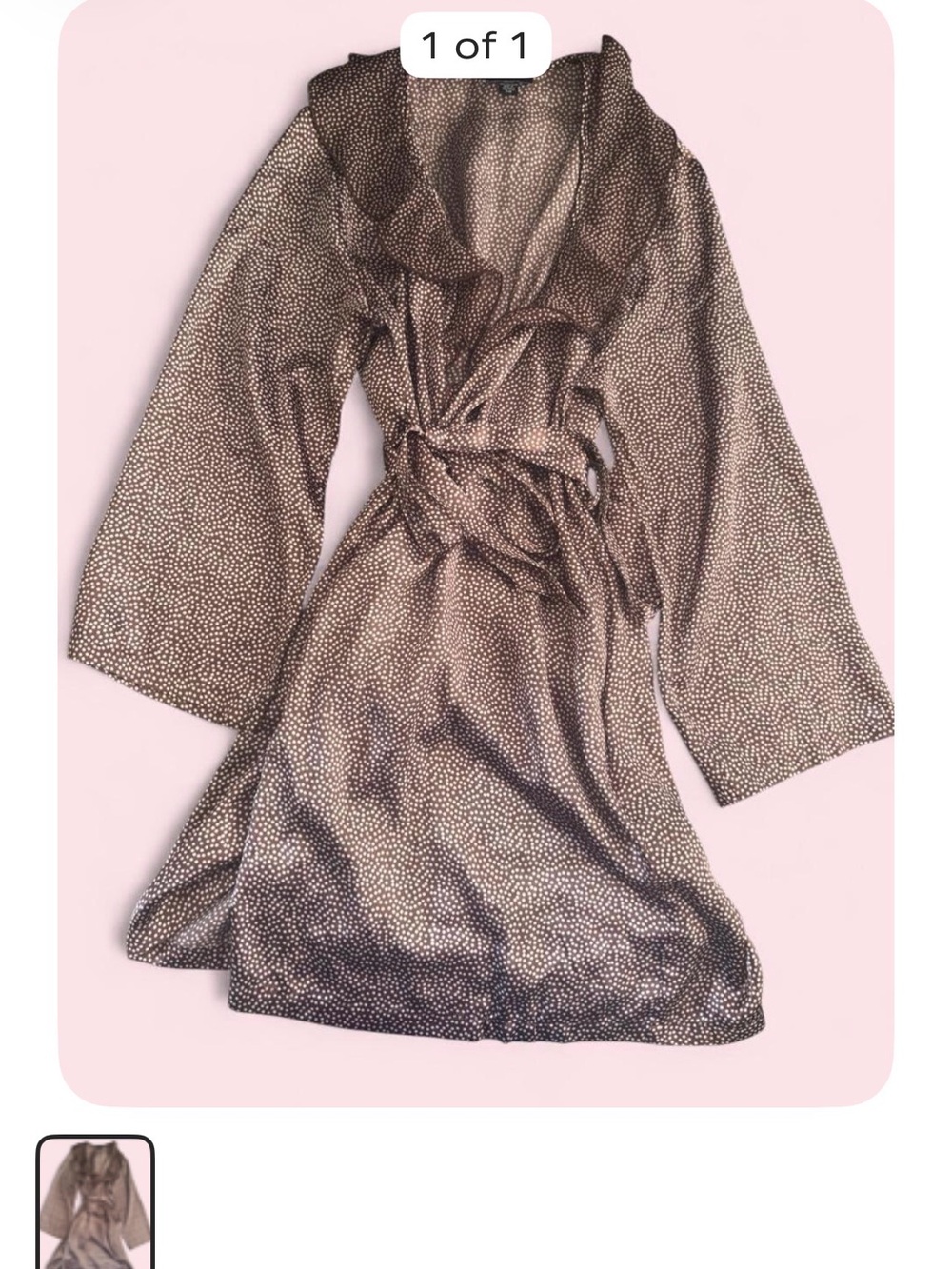 Brown Dot Wrap dress with Self-Tie Waist